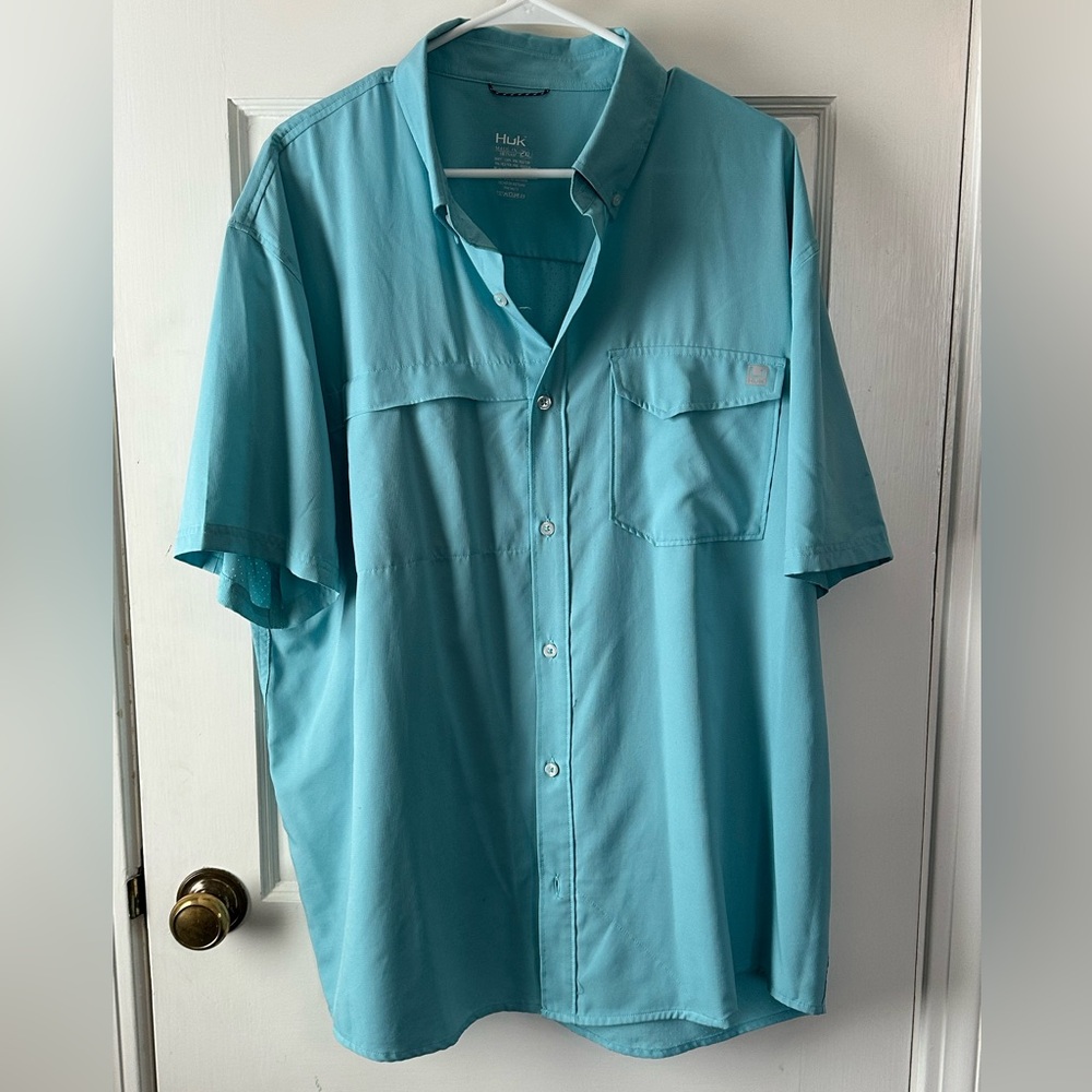 Huk Men's Aqua Button Down Shirt